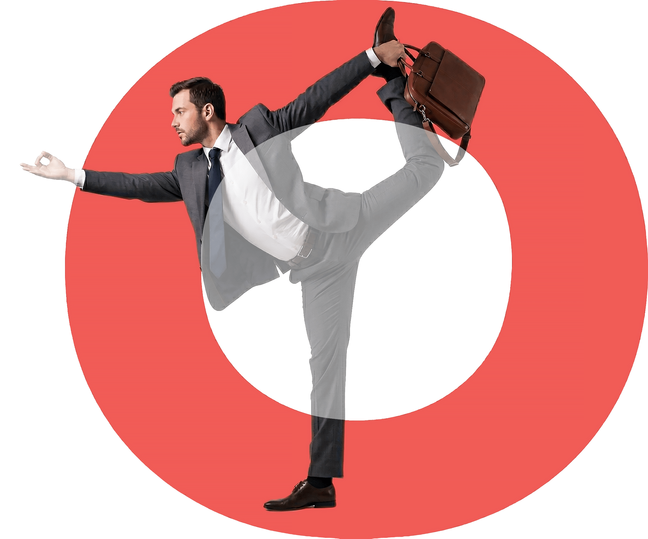 Mann in Anzug macht Yoga-Posen